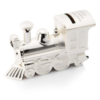 Personalised Silver Steam Engine/Train Money Box