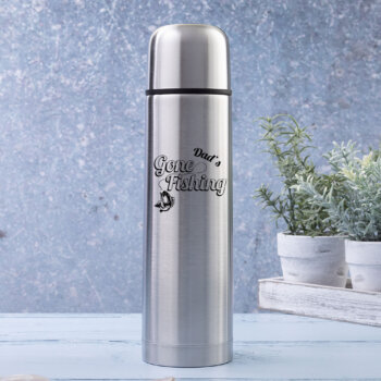 Dad's Gone Fishing 500ml Brushed Steel Flask
