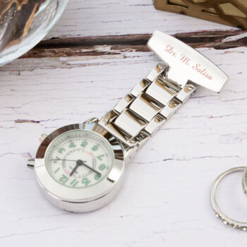 Personalised Chrome Nurses Watch with Back Light