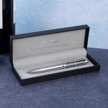 Ball point Silver & Floral Etched Pen in box