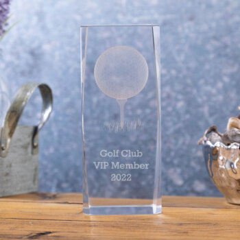 Personalised Golf Crystal Glass Block