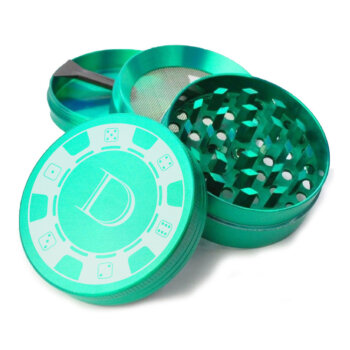 Personalised 50mm 4 Part Green Herb Grinders with Casino Chip Design