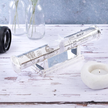 Personalised Silver Plated Chirstening Day Certificate Holder/Scroll with Stand