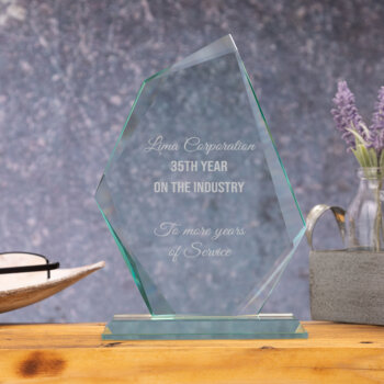 Personalised Iceberg Outstanding Contribution Jade Glass Trophy/Award