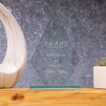 Personalised Spearhead Jade Glass Trophy/Award with Logo
