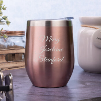 Personalised Rose Gold Double Walled Mug with Lid