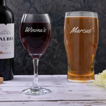Personalised Wine and Tulip Beer Glass Gift Set