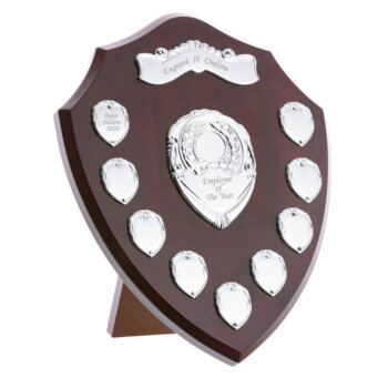 Personalised Perpetual Annual shield with top scroll and 9 individual shields