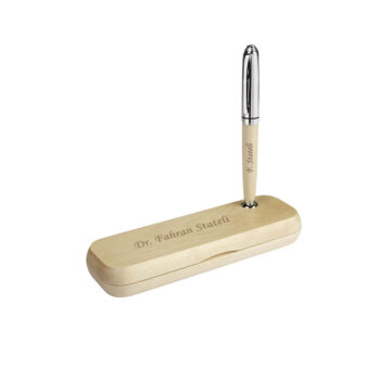 Personalised Natural Wood Pen with Case/Holder
