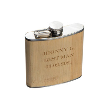 Personalised Bamboo Covered Hip flask
