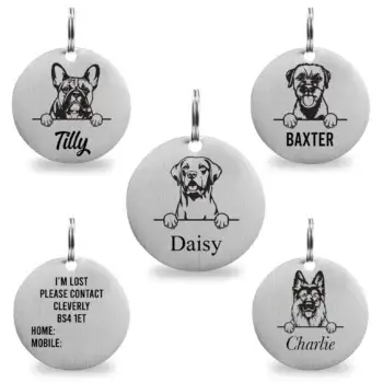 21mm Small Personalised Dog Tag for Pets - Over 200 Breeds to Choose from.